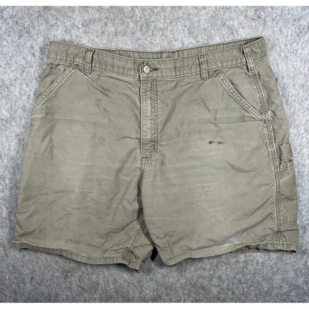 Carhartt B144 LBR Canvas Work Shorts Mens 40 Brown Utility Carpenter Cotton